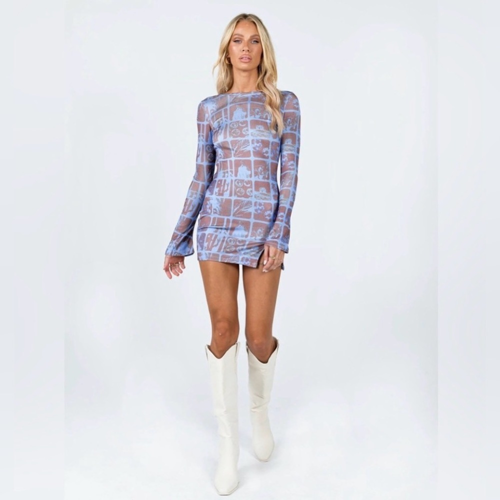 Graphic Long Sleeve Mini-Dress
